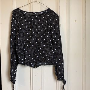 H&M Divided Blouse size 4 black and white polka